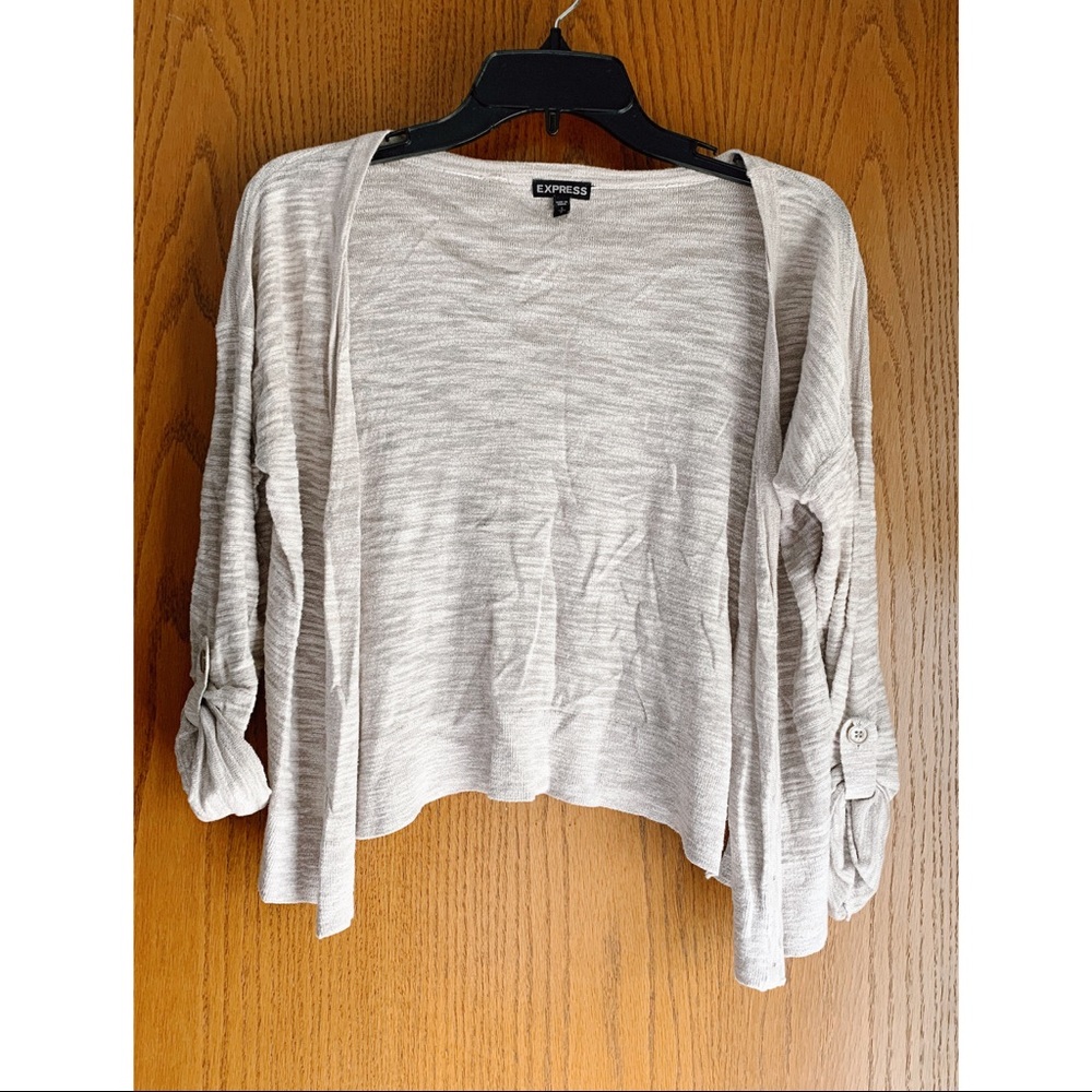 Express light tan cropped cardigan